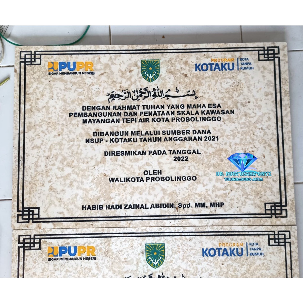 Prasasti marmer 40x60 cm | Papan nama marmer