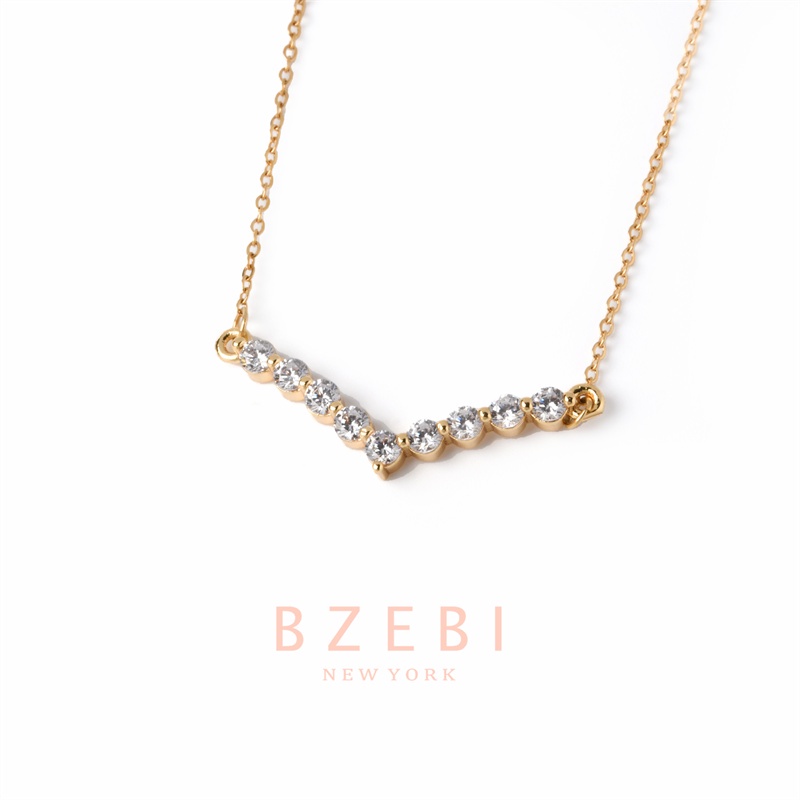 Kalung Emas 18k Liontin Berlian Bahan Titanium Steel 1079n Anti Karat Untuk Hadiah Ulang Tahun Wanita