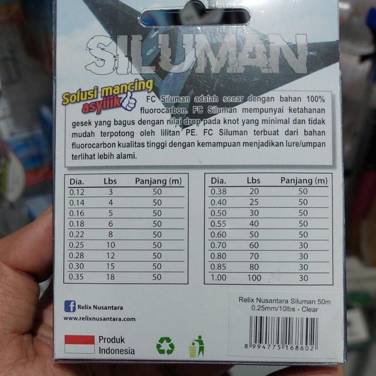 Senar Leader SILUMAN 100% Premium Fluorocarbon by Relix Nusantara {TLO.18Oc22ᵁ}