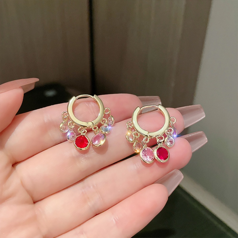 Anting Gantung Panjang Tusuk Gaya Vintage Korea Motif Geometri Aksen Hollow Untuk Perhiasan Wanita