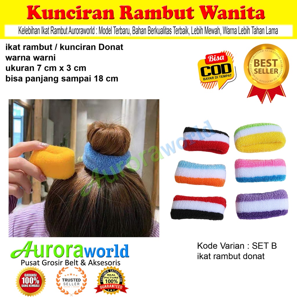 AURORAWORLD 6 PCS IKAT RAMBUT / KUNCIRAN RAMBUT WARNA CAMPUR  KUALITAS SUPER BAHAN LEMBUT