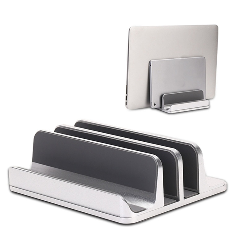 Rak Stand Holder 2 Slot Adjustable Bahan Aluminum Alloy Untuk Laptop Notebook