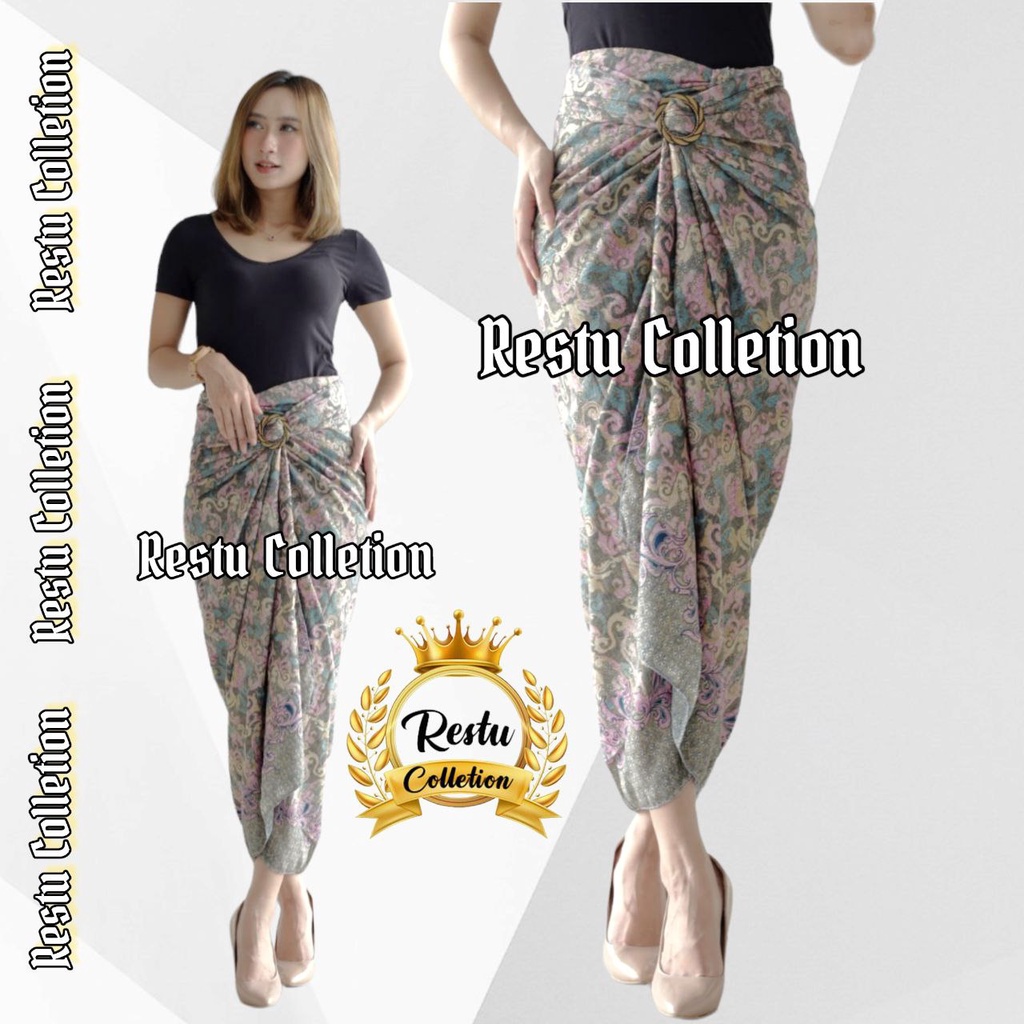 Rok Lilit Warp Skirt Serut Songket Jumputan Batik Panjang Wanita Bawahan Kebaya Kondangan Nikahan Wisuda Modern Tunangan Cewek Bahan Sutra HQ Premium All Size Motif Aurel Mocca Bestseller