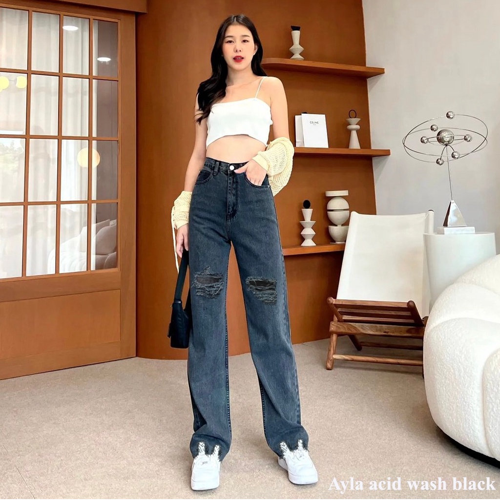 Zeline Ripped Boyfriend Jeans