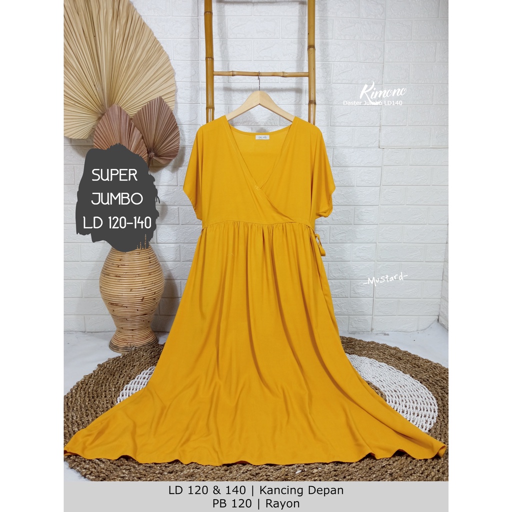 Daster Kimono JUMBO LD 140 - LD 120 Rayon Polos Premium Kimono Super JUMBO Big Size Busui Daster Bumil | QL Oriani