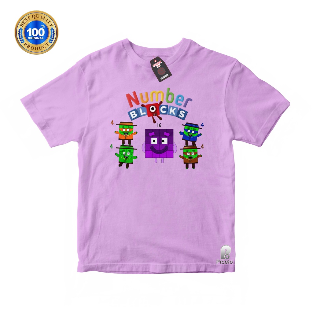 KAOS ANAK NUMBER BLOCKS USIA 2-10 Tahun BAHAN COTTUN UNISEX