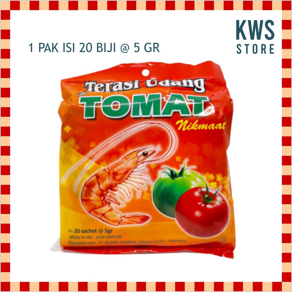 

Terasi Udang Sachet Cap Tomat 1 Pack isi 20 sachet @ 5 gram Enak Sedaap