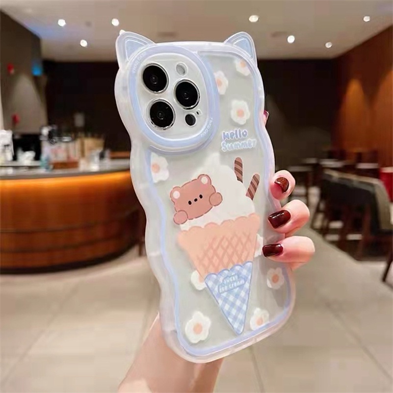 Casing Soft Case Silikon Transparan Motif Kuping Kucing / Kupu-Kupu Untuk iPhone 14 / 13 / 12 / 11 Pro Max / X / Xr / Xs Max / 8 / 7 / 6 / 6s