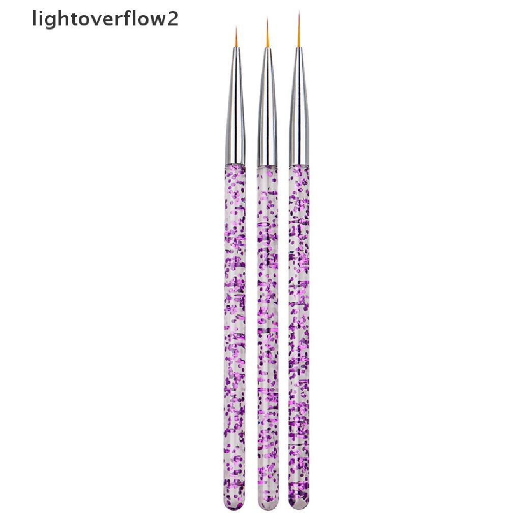 (lightoverflow2) 3pcs / Set Brush Pen Liner Kutek Gel UV Untuk Nail Art (ID)