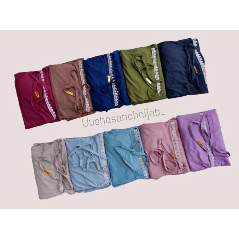 (Ori Rahayu Hijab) SIRA RENDA •jilbab instan jersey premium•bergo instan non pet renda rempel