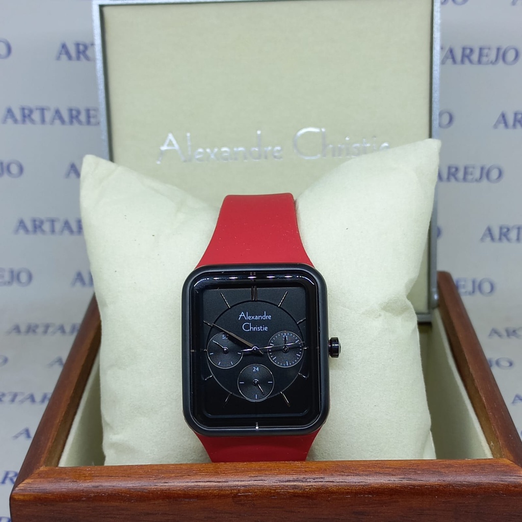 JAM TANGAN WANITA ALEXANDRE CHRISTIE AC 2744 MERAH HITAM ORIGINAL