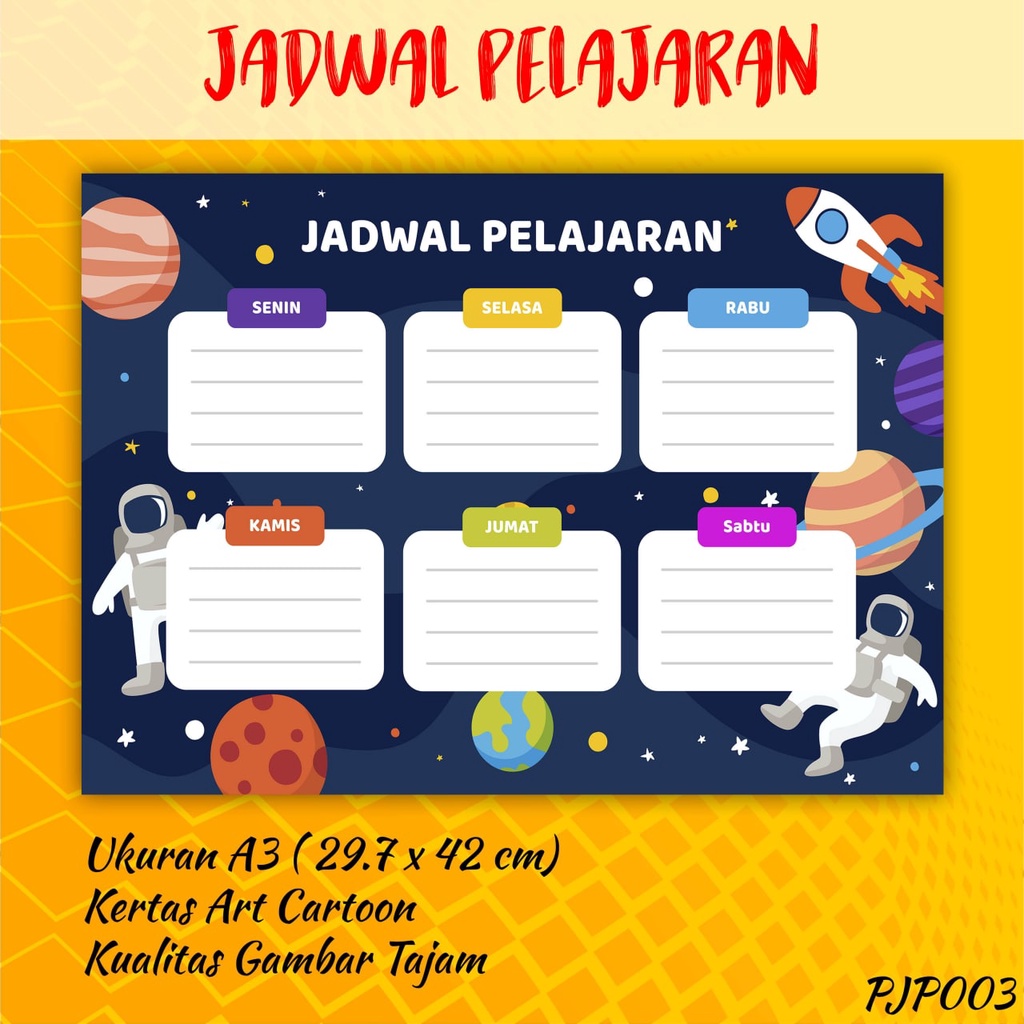 

Poster Jadwal Pelajaran Sekolah Anak - Anak ukuran A3 / Poster Mata Pelajaran Sekolah Unik Aesthetic Lucu