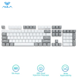 Aula Keycap Keyboard Mekanik 106 Tombol Bahan ABS Warna Abu + Putih
