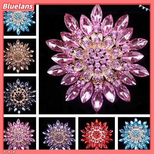 Bluelans Women Fashion Shiny Alloy Rhinestone Flower Wedding Bridal Bouquet Brooch Pin