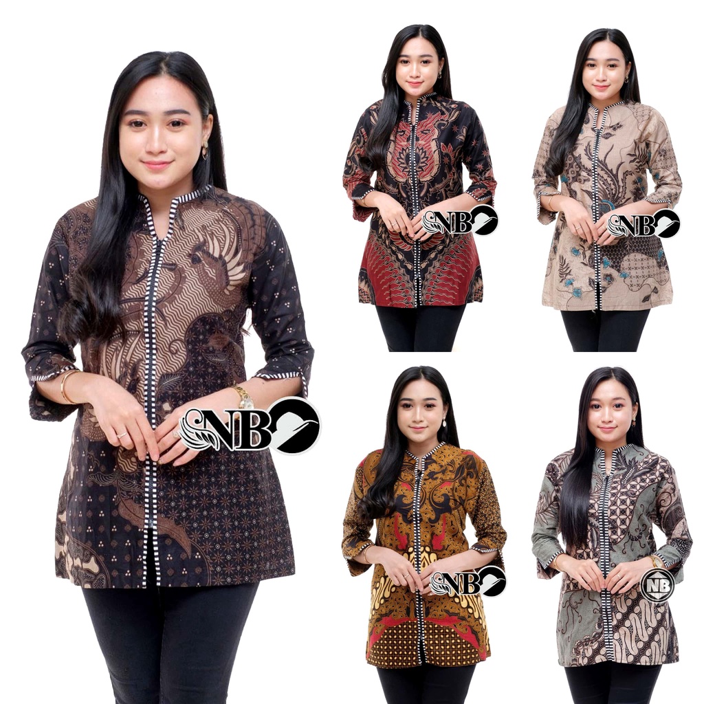 Baju Batik Wanita Modern M L XL XXL Atasan Batik Kerja Wanita Blouse Batik Kantor Seragam Batik Modern