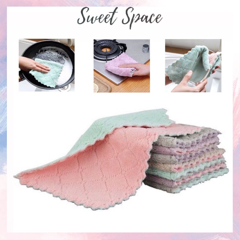 KAIN LAP ANTI MINYAK BAHAN CORAL FLEECE MICROFIBER SERAP AIR [SWEETSPACE]