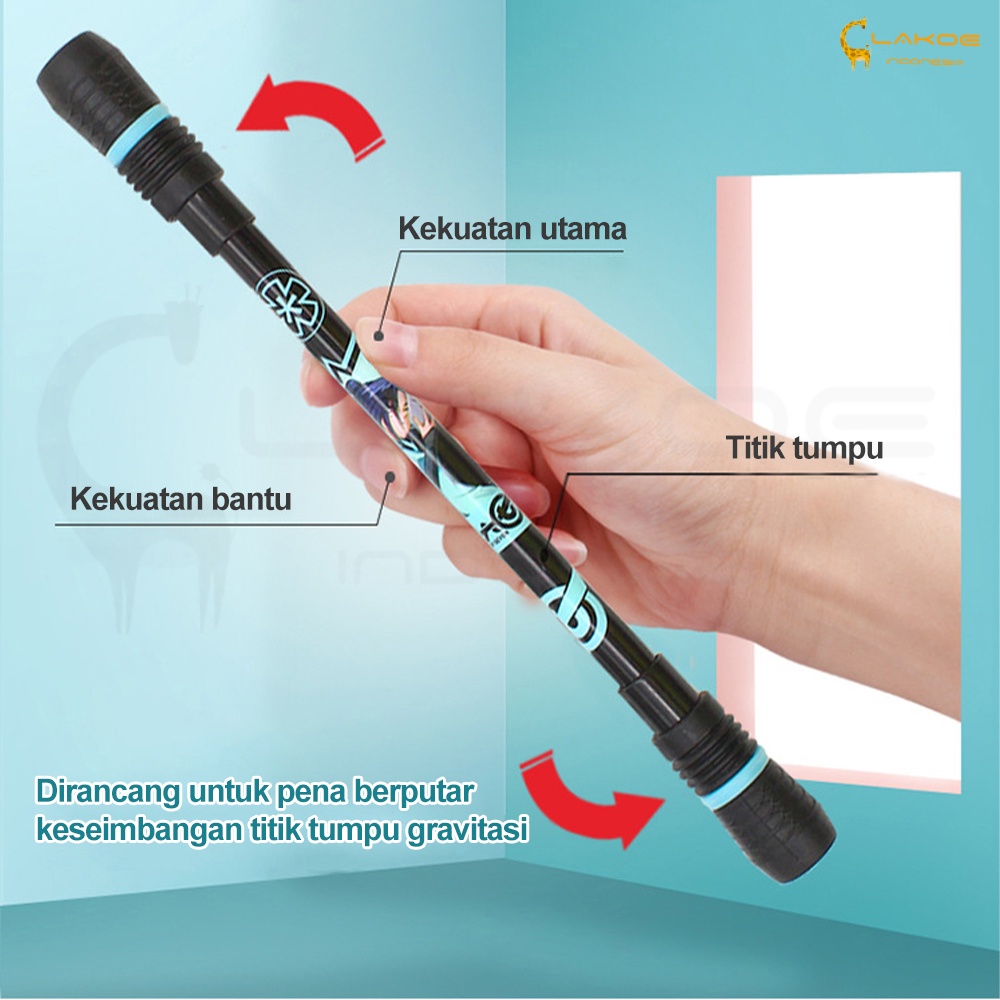 LAKOE pen spinning Pena putar mengurangi tekanan Pulpen karakter lucu Untuk Anak / Dewasa