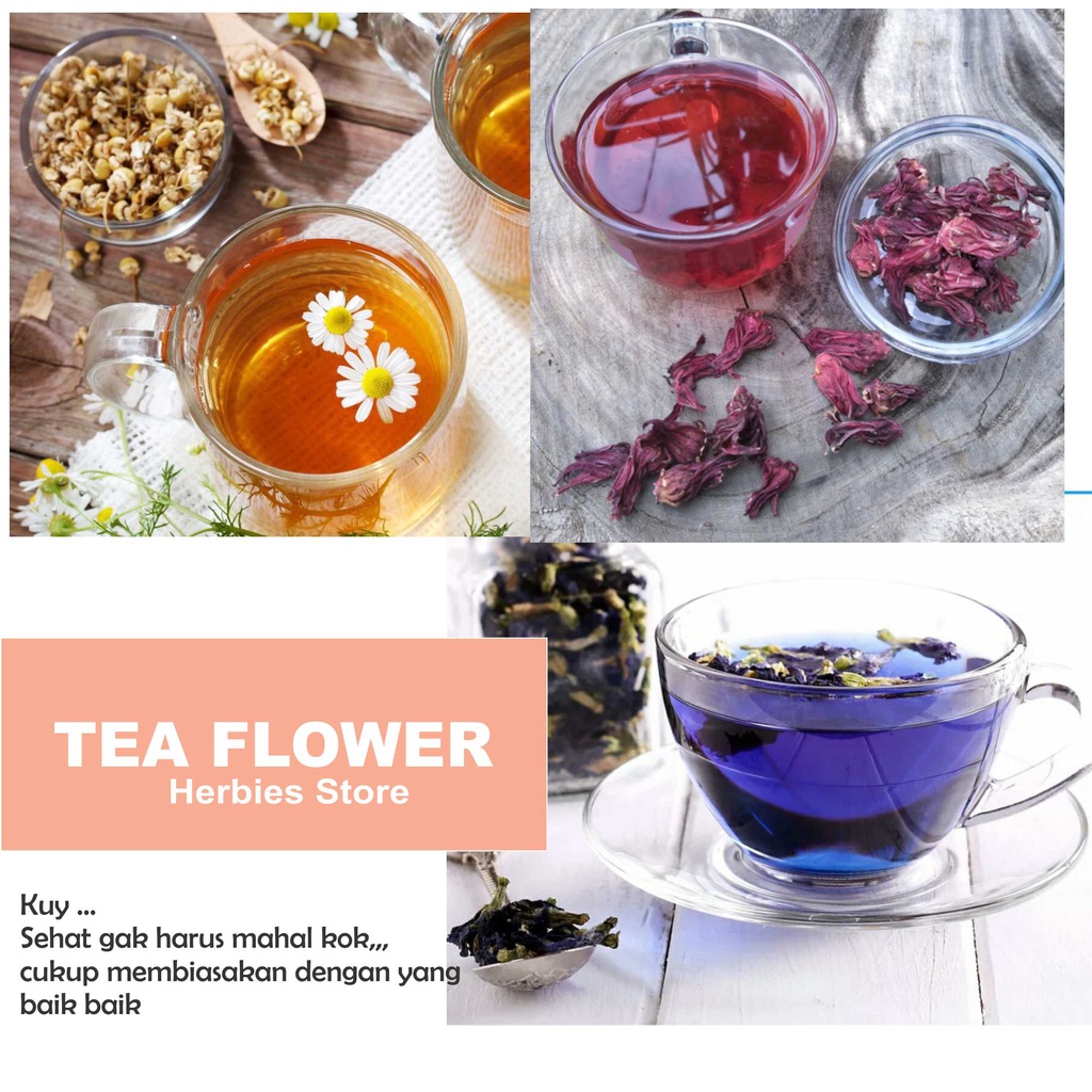 

Aneka Teh Bunga Rosela Merah Telang Kering Chamomile Sample Pack