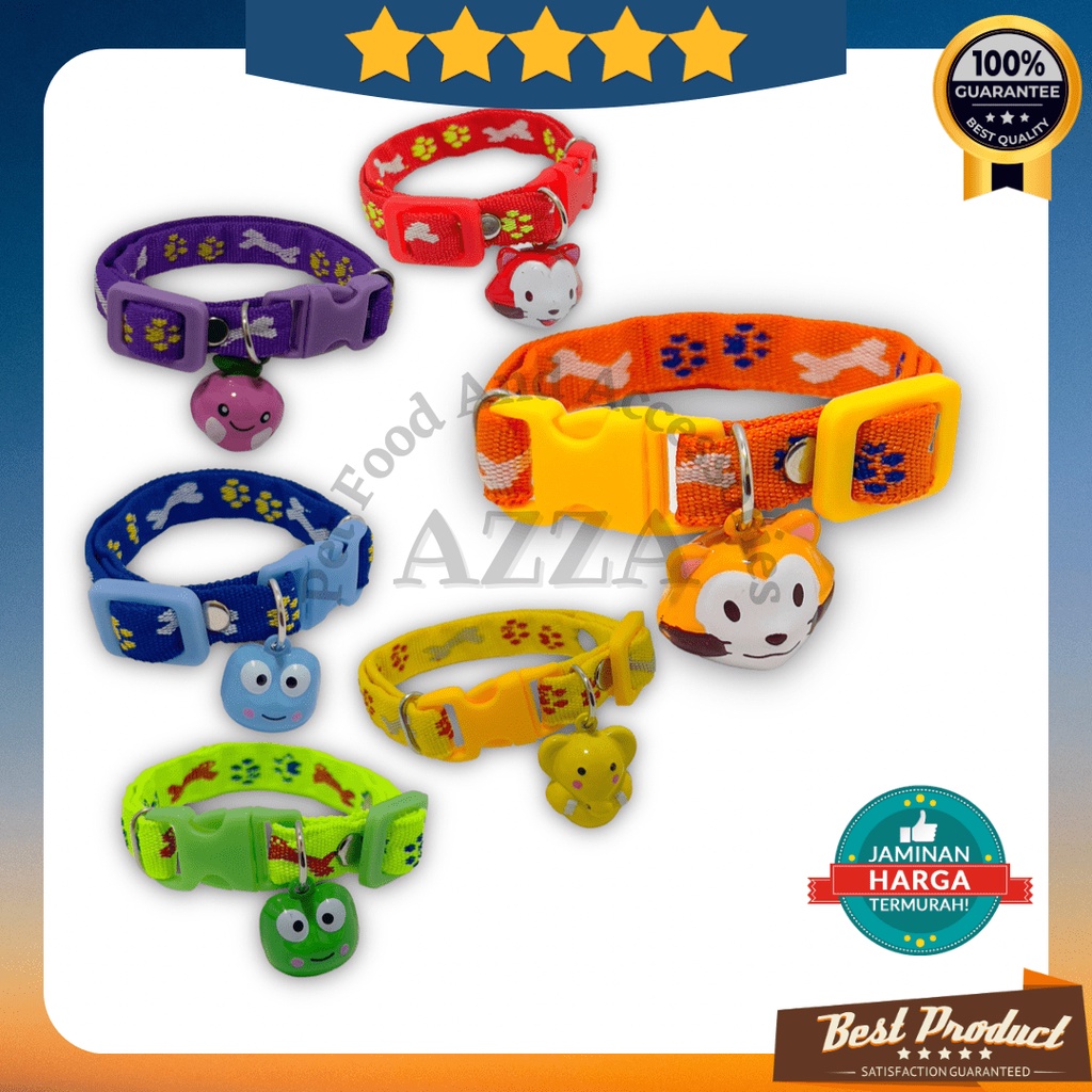 Kalung kucing anjing lonceng boneka motif tulang II bahan tebal kualitas premium