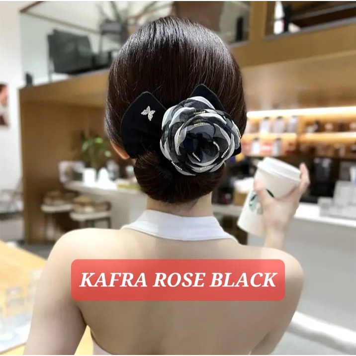 KAFRA ROSE BOW CEPOL RAMBUT KONDE SANGGUL AKSESORIS FASHION KOREA IMPORT PERNAK PERNIK