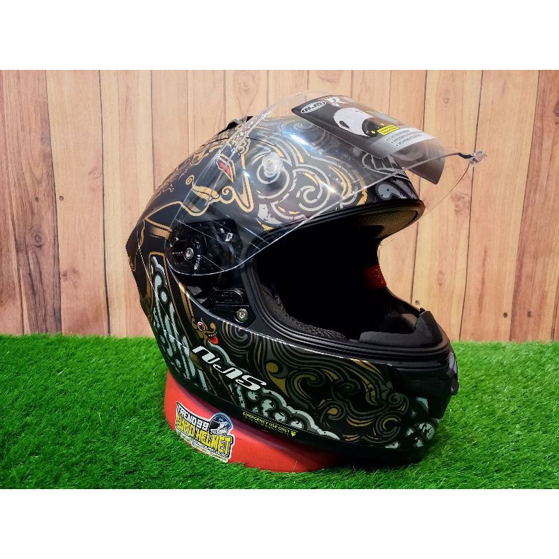 HELM FULL FACE NJS ZX-1 R ARJUNA BLACK DOFF || NJS ZX1R MOTIF ARJUNA BLACK DOFF