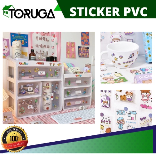 Sticker PVC Waterproof Sticker Dapat 1 Box Isi 100 Lembar