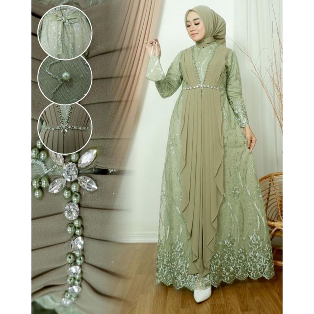 CALISTA DRESS // BAHAN TILLE BORDIR MUTIARA KOMBINASI CERUTY // By Yani Kebaya