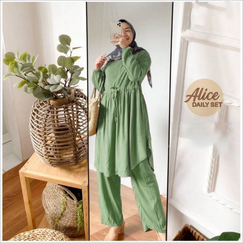 ALICE DAILY SET STELAN CELANA MURAH FIT TO L MUAT SAMPAI XL