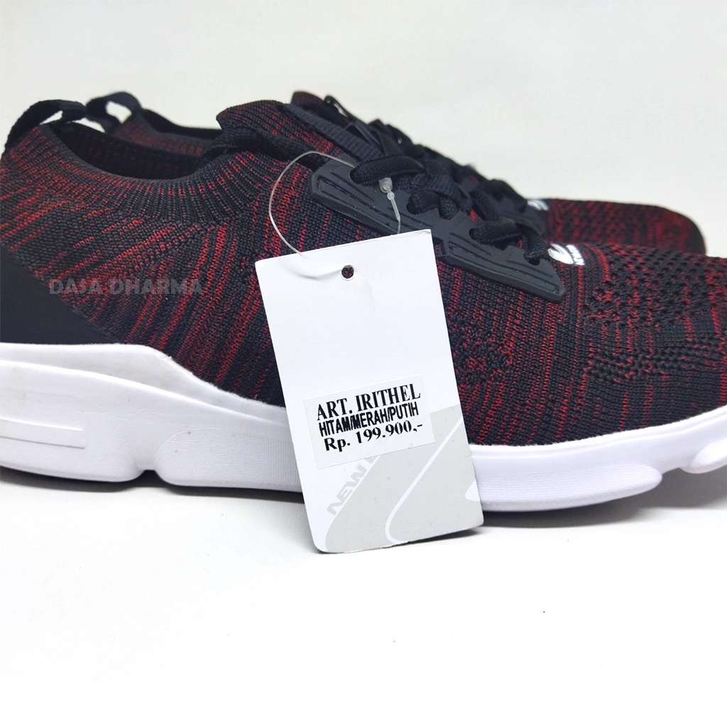 Sepatu New Era Pria Sekolah Hitam Merah Original Sneakers Olahraga Running Lari