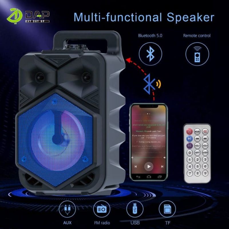 Dap Spiker Bluetooth D-Vy7 Karoke Free Mic 8 Inchi / Salon Aktif Portable Radio Fm Mp3 Super