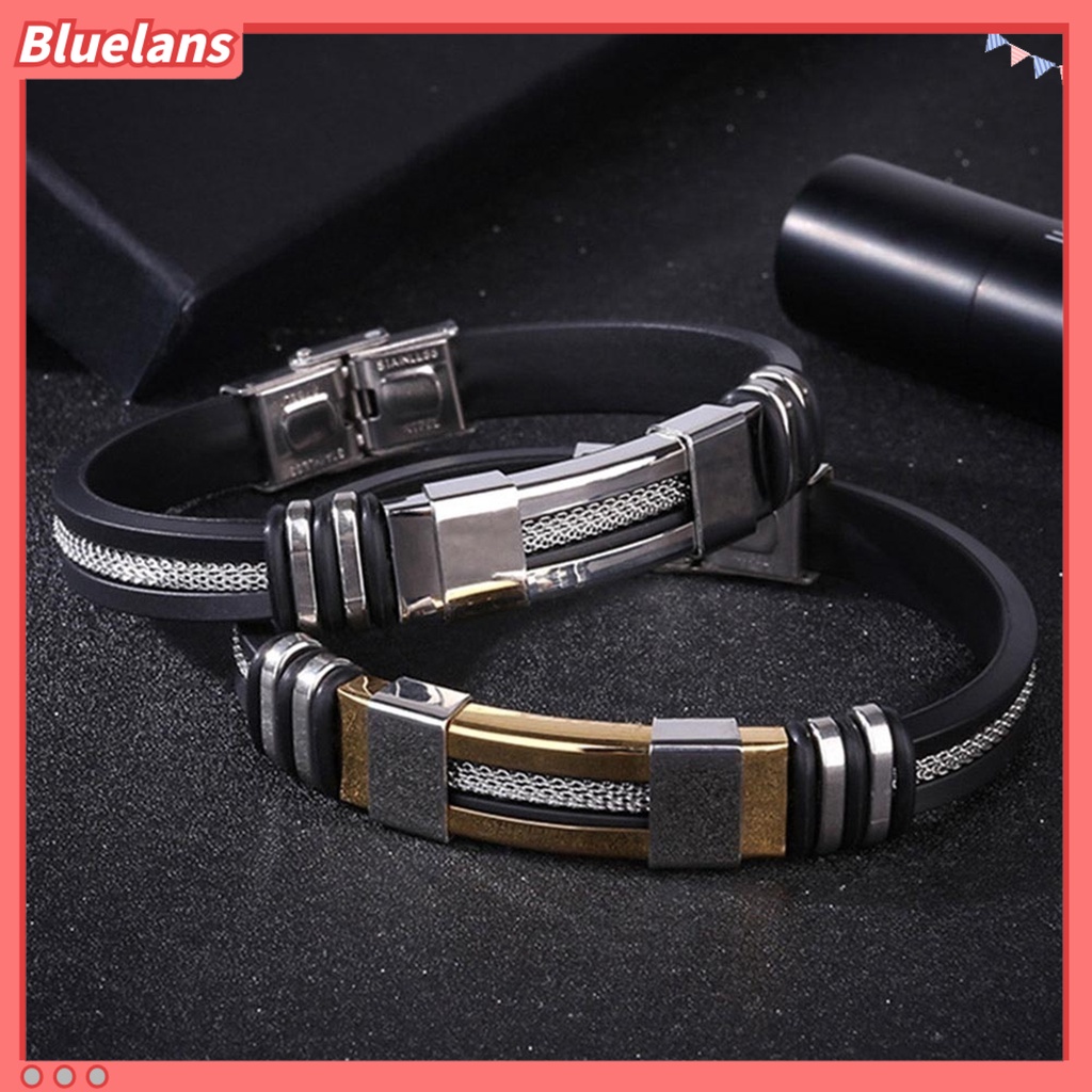 [bluelans]Fashion Stainless Steel Men Bracelet Jewelry Bangle Wrist Band Party Decoration