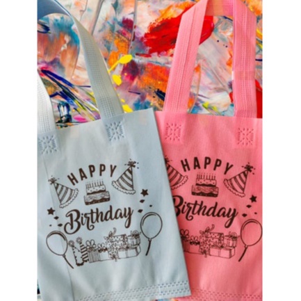 

Tas Spounbond Handle Mini Ulang Tahun Ultah uk 20x25x8 / tas souvenir / tas snack ultah anak