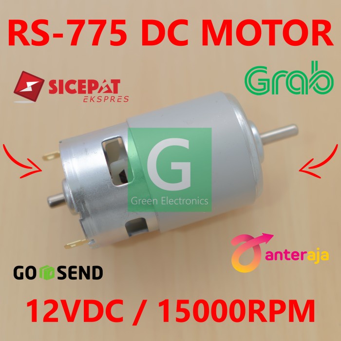 Dinamo 775 0-12V 150W 15000RPM RS775 RS-775 DC Electric Motor Listrik