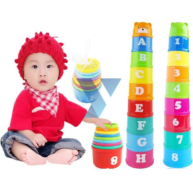 HARKO Mainan Edukasi Anak Tumpuk Cangkir Stack Cup Tower - 6M0O ( Al-Yusi )