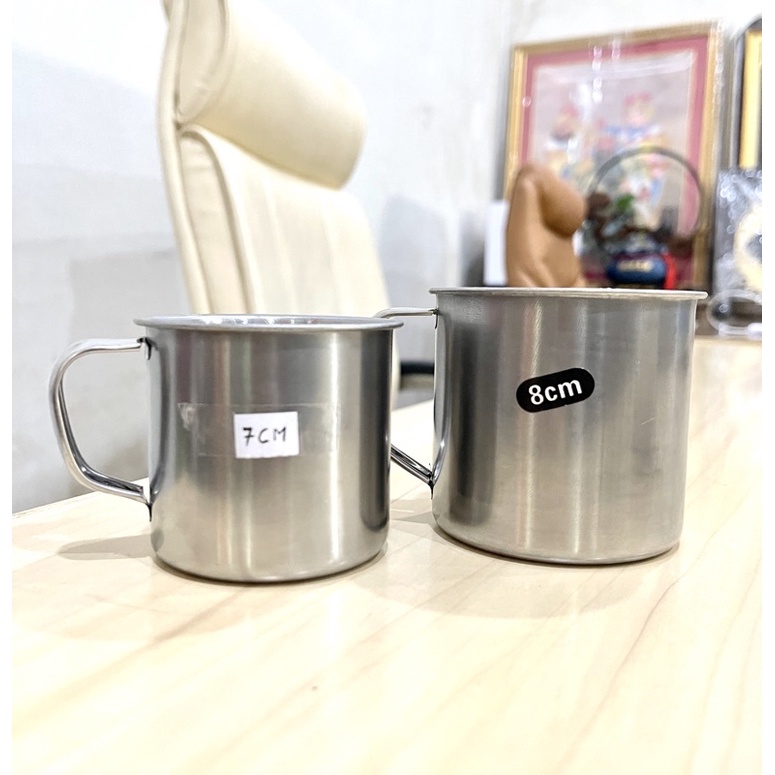 Mug Stainless Steel Kopi Teh serbaguna murah 7 Cm dan 8 Cm Gelas cangkir stainless mug - Gelas Gunung Cangkir Mungil