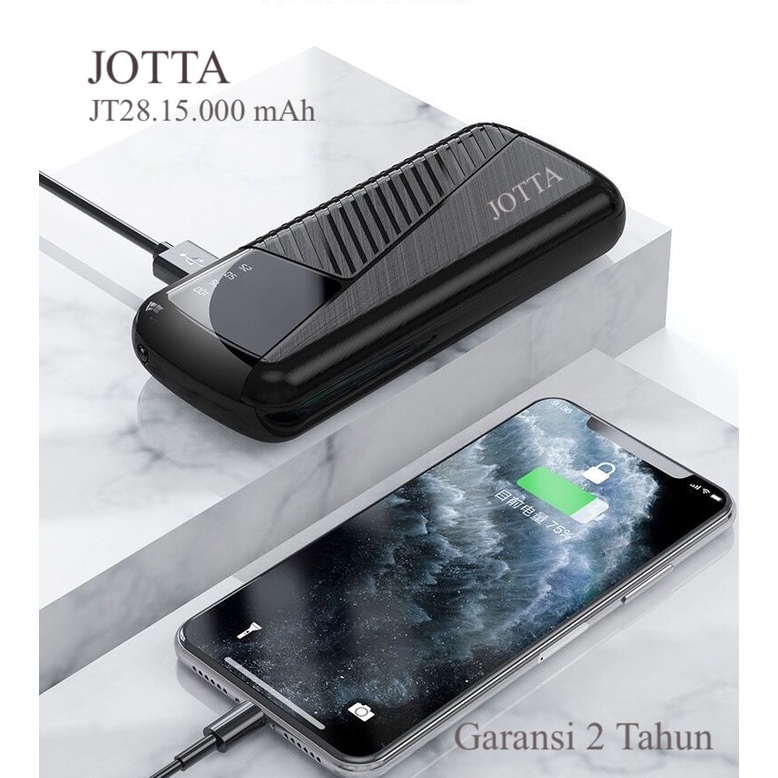 Powerbank JOTTA JT 28 kapasitas 15.000 mah cocok buat hp merek apapun.