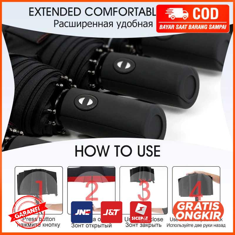 Payung Lipat Windproof Double Layer Umbrella T1212