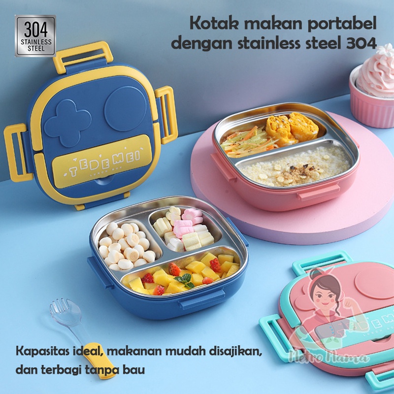 Kotak Makan Anak sekolah LUNCH BOX SET STAINLESS STEEL 304 Ada Kotak