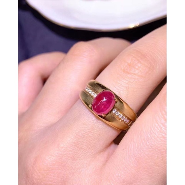 natural [RUBY BURMA HEAT ONLY 2.5CT TOP KRISTAL] emban cincin wanita ring emas 18k perak