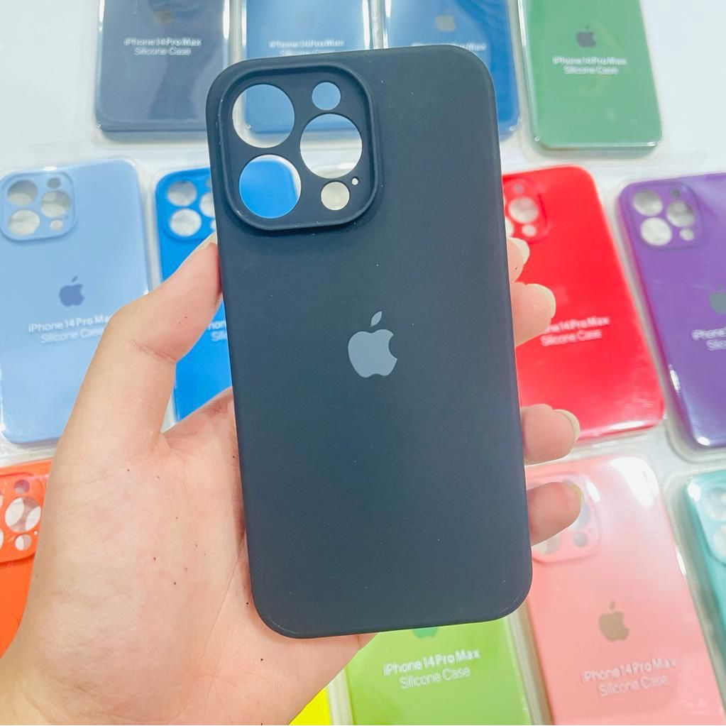 Silicone Rubber 1:1 Iphone 14 Promax 14 Max / Plus 13 Pro 13 Mini 12 Promax 12  Soft Silicone Case Rubber Anti Noda Kualitas Original + Protector Camera