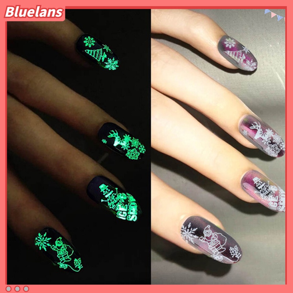 (In Stock) Kacamata Hitam Lensa Warna Warni ♡1 Lembar Stiker Kuku Desain Snowflakes Tema Natal Tahan Lama Ramah Lingkungan Untuk Salon Kecantikan