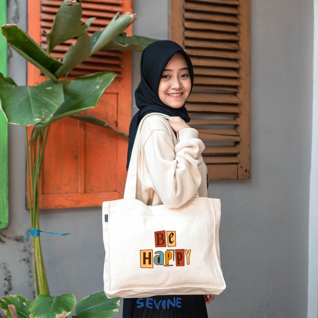 Sevine Totebag Kanvas Daisy Tas Wanita Tote Bag Dengan Kantong Laptop Kuliah Sekolah Kerja Quotes Aesthetic - KH