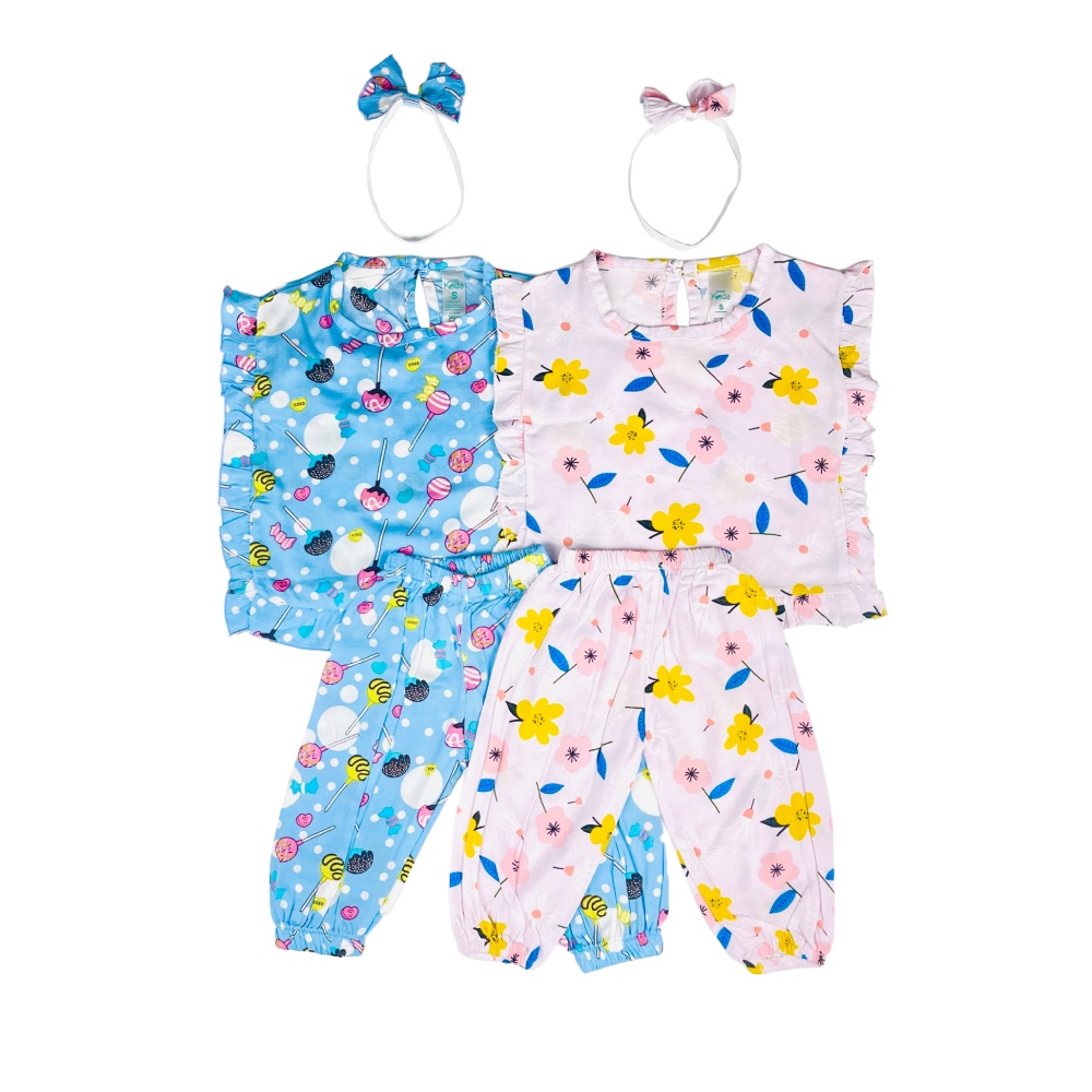 OLAF 6-18 BULAN SETELAN BAYI PEREMPUAN KATUN RAYON LITTLE KODA by Toko Uwais Grosir
