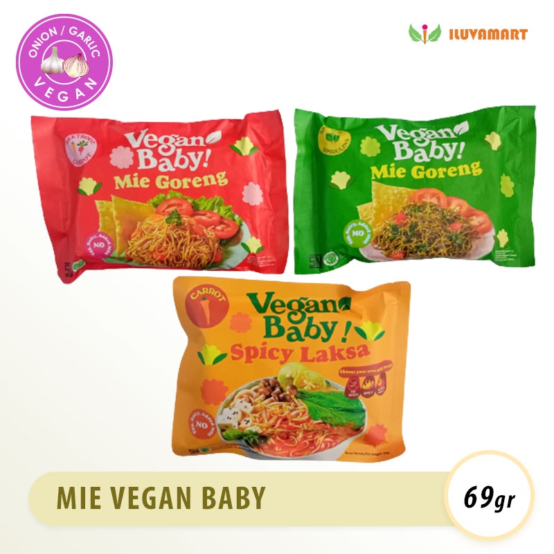 Mie Vegan Baby Instant Bayam / Wortel / Spicy Laksa Vegan