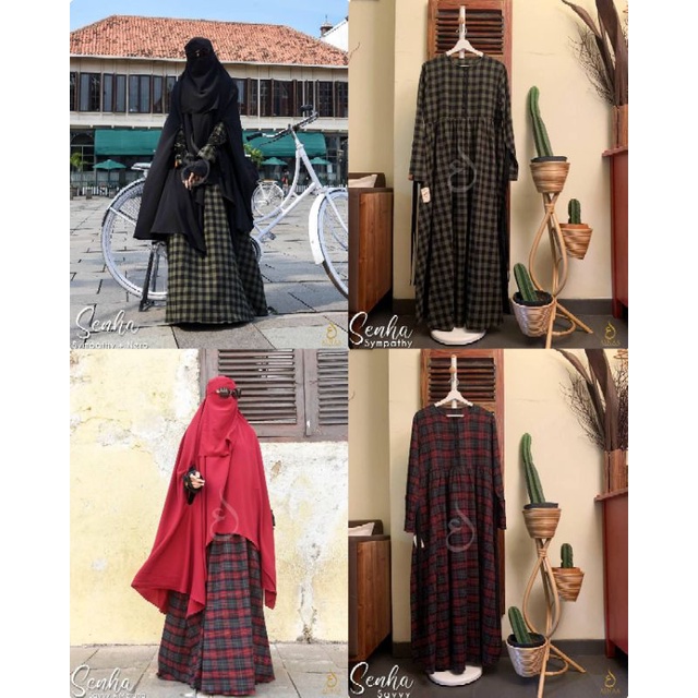 SENHA BY AINAA SYAR'I | GAMIS SYAR'I | KOTAK KOTAK | GAMIS FLANELL | GERAI HABANI
