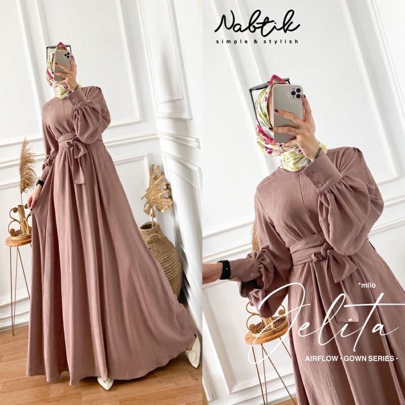 Gamis Muslimah Terbaru Jelita Dress Crinkle Airflow