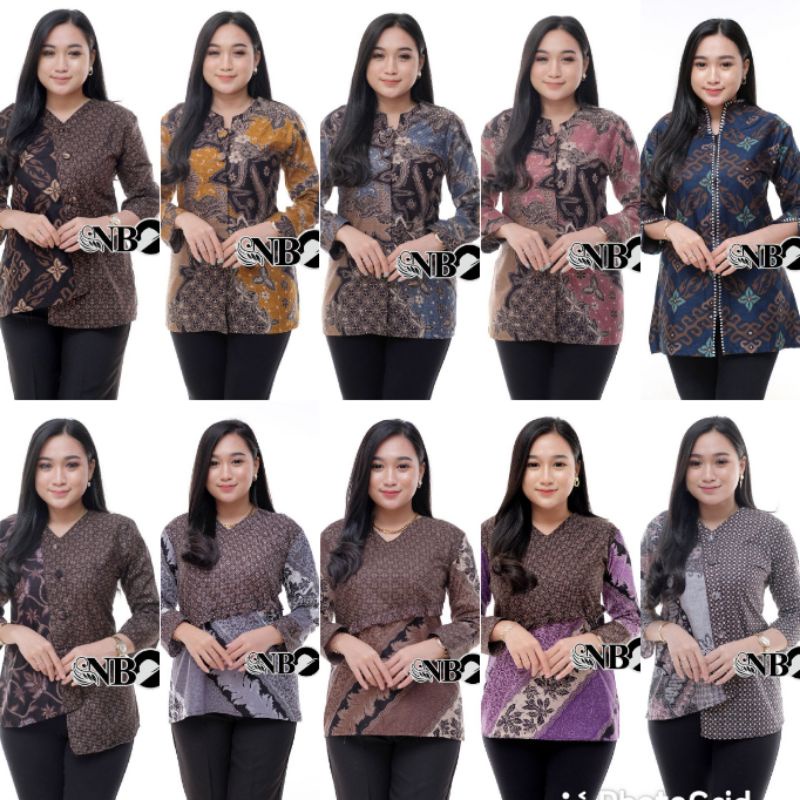 Aksa Batik Wanita Blouse Atasan Batik Adinata M L XL XXL COD Genes Jelita Murah Fashionable Baju Kantor Seragam Formal Non Formal