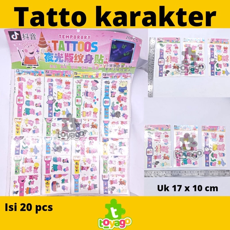 Stiker Tato Karakter Peppa Pig/Sticker Tatto Temporary Isi 20pcs Grosir Murah