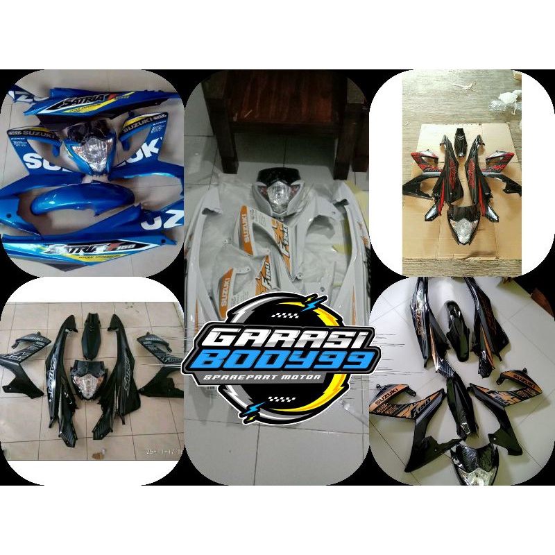 cover full set body halus suzuki satria fu facelift fl warna biru putih hitam
