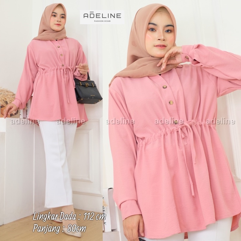 Vanilla Top - Kemeja Wanita Oversize Blouse Serut Pinggang Busui Crinkle / 391-6997